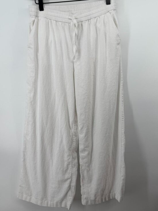 unbranded Pants - Caslon White Linen Blend Wide Leg Pants Size Small Drawstring Waist Coastal